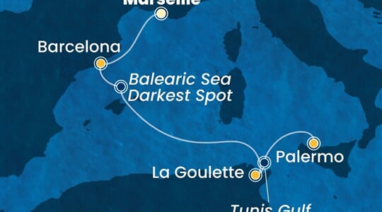 Costa Smeralda - Francie, Španělsko, Tunisko, Itálie (z Marseille)