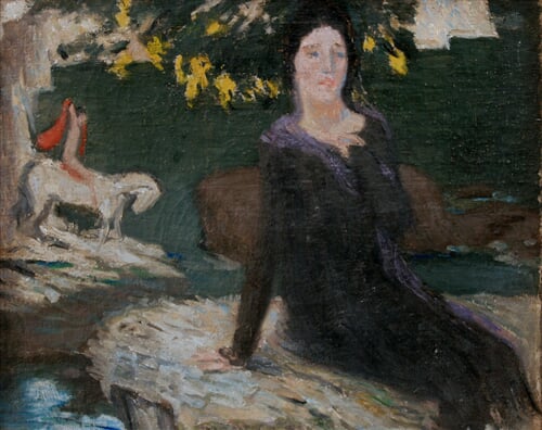 Studie k obrazu Žena a jezdec u jezera