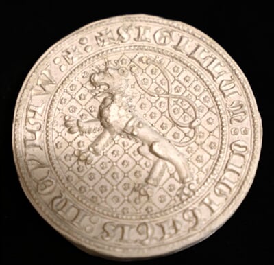 Pečetidlo královského horního města Jílového za doby Karla IV otisk.