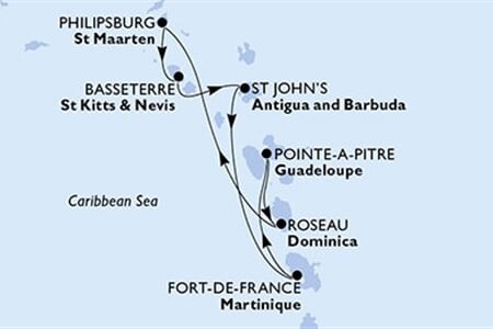 MSC Meraviglia - Martinik, Guadeloupe, Dominika, Nizozemské Antily, Sv.Kryštof a Nevis, ... (Fort-de-France)