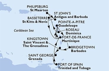 MSC Meraviglia - Martinik, Guadeloupe, Dominika, Nizozemské Antily, Antigua a Barbuda, ... (Fort-de-France)