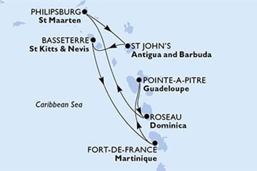 MSC Meraviglia - Guadeloupe, Dominika, Nizozemské Antily, Antigua a Barbuda, Sv.Kryštof a Nevis, ... (Pointe-a-Pitre)