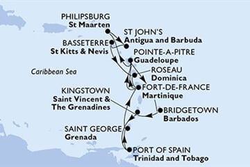 MSC Meraviglia - Martinik, Guadeloupe, Barbados, Sv.Vincenc a Grenadiny, Trinidad a Tobago, ... (Fort-de-France)