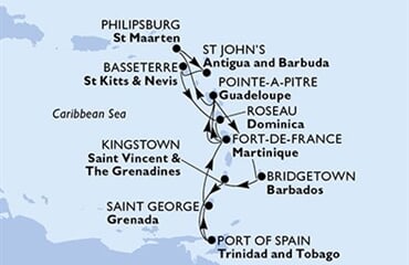 MSC Meraviglia - Martinik, Guadeloupe, Barbados, Sv.Vincenc a Grenadiny, Trinidad a Tobago, ... (Fort-de-France)