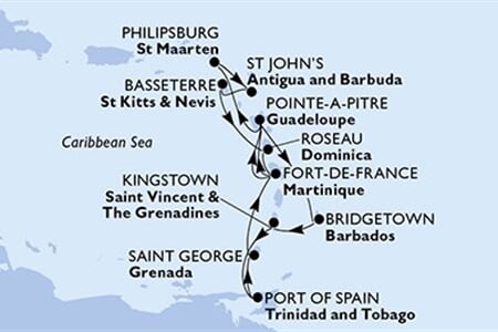 MSC Meraviglia - Martinik, Guadeloupe, Barbados, Sv.Vincenc a Grenadiny, Trinidad a Tobago, ... (Fort-de-France)