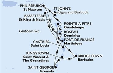 MSC Meraviglia - Martinik, Guadeloupe, Sv.Lucie, Barbados, Sv.Vincenc a Grenadiny, ... (Fort-de-France)