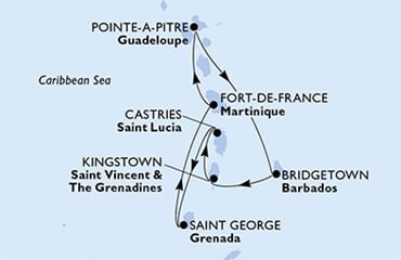 MSC Meraviglia - Guadeloupe, Barbados, Sv.Vincenc a Grenadiny, Sv.Lucie, Grenada, ... (Pointe-a-Pitre)