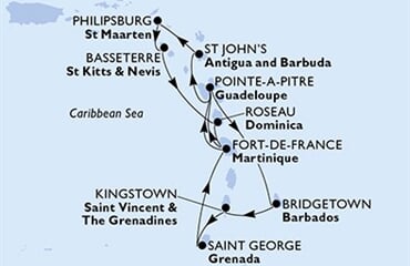 MSC Meraviglia - Barbados, Sv.Vincenc a Grenadiny, Grenada, Martinik, Guadeloupe, ... (Bridgetown)