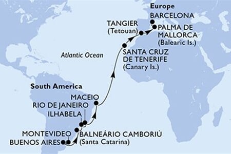 MSC FANTASIA - Uruguay, Argentína, Brazília, Spanyolország, Marokkó (a Montevideo-ből)