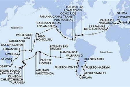 MSC MAGNIFICA - Argentína, Falkland-szigetek, Chile, Pitcairn-szigetek, Francia Polinézia, ... (a Buenos Aires-ből)
