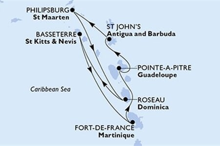 MSC MERAVIGLIA - Martinique, Guadeloupe, Antigua és Barbuda, Holland Antillák, Dominikai Közösség, ... (a Fort-de-France-ből)