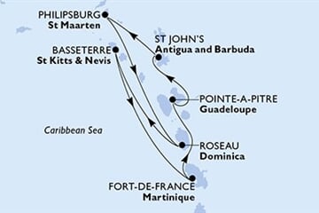 MSC MERAVIGLIA - Guadeloupe, Antigua és Barbuda, Holland Antillák, Dominikai Közösség, Saint Kitts és Nevis, ... (a Pointe-a-Pitre-ből)