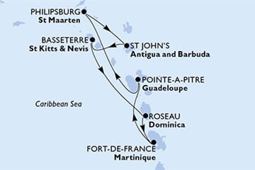MSC Meraviglia - Guadeloupe, Nizozemské Antily, Antigua a Barbuda, Sv.Kryštof a Nevis, Dominika, ... (Pointe-a-Pitre)