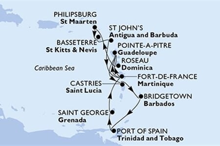 MSC MERAVIGLIA - Barbados, Trinidad és Tobago, Grenada, Martinique, Guadeloupe, ... (a Bridgetown-ből)