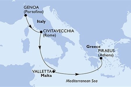 MSC WORLD EUROPA - Itálie, Malta, Řecko (z Janova)