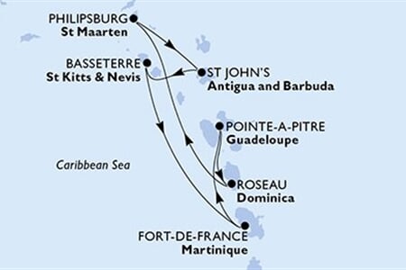 MSC MERAVIGLIA - Martinik, Guadeloupe, Dominika, Nizozemské Antily, Antigua a Barbuda, ... (Fort-de-France)