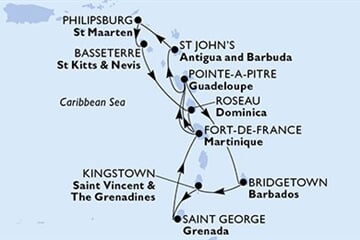 MSC MERAVIGLIA - Barbados, Sv.Vincenc a Grenadiny, Grenada, Martinik, Guadeloupe, ... (Bridgetown)