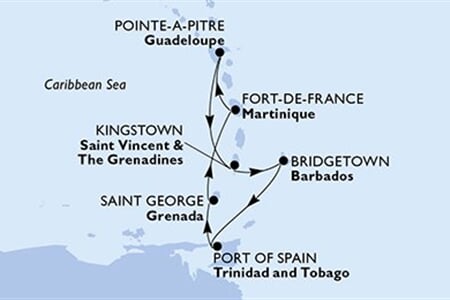 MSC MERAVIGLIA - Martinik, Guadeloupe, Sv.Vincenc a Grenadiny, Barbados, Trinidad a Tobago, ... (Fort-de-France)