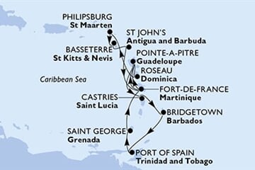 MSC MERAVIGLIA - Barbados, Trinidad a Tobago, Grenada, Martinik, Guadeloupe, ... (Bridgetown)