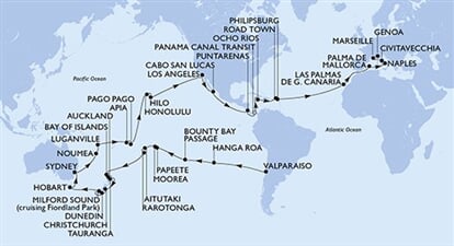 MSC Magnifica - Chile, Pitcairn, Franc. Polynésie, Cookovy o., Nový Zéland, ... (Valparaíso)