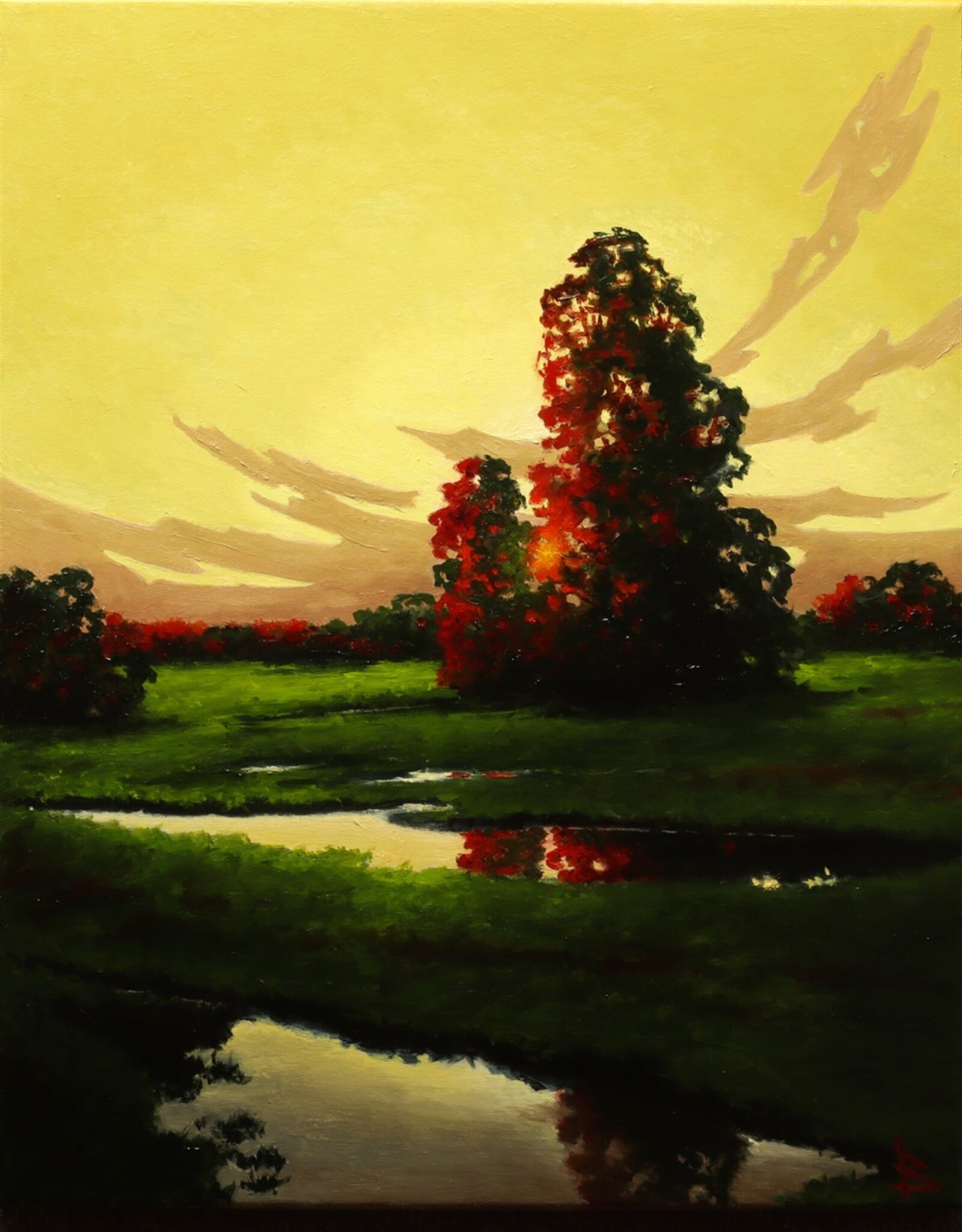 Oleg Baulin: Při západu slunce, 50 × 40 cm