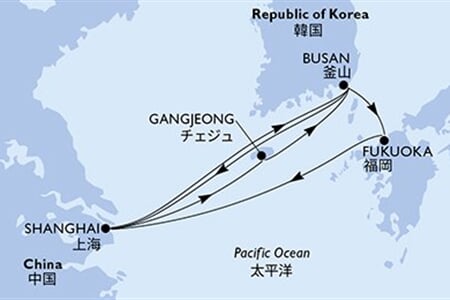 MSC Bellissima - Čína, Jižní Korea, Japonsko (ze Šanghaje)