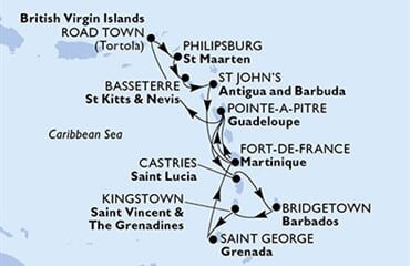 MSC Virtuosa - Martinik, Guadeloupe, Sv.Lucie, Barbados, Sv.Vincenc a Grenadiny, ... (Fort-de-France)