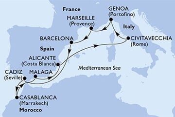 MSC MAGNIFICA - Olaszország, Franciaország, Spanyolország, Marokkó (a Civitavecchia-ből)