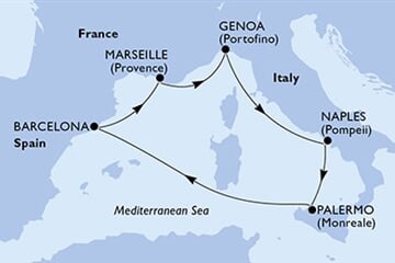 MSC SEAVIEW - Spanyolország, Franciaország, Olaszország (a Barcelona-ből)