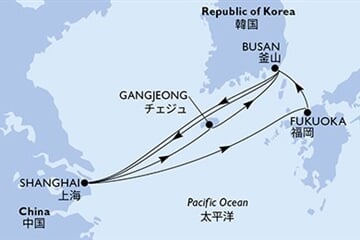 MSC BELLISSIMA - Kína, Japán, Dél-Korea (a Sanghaj-ból)
