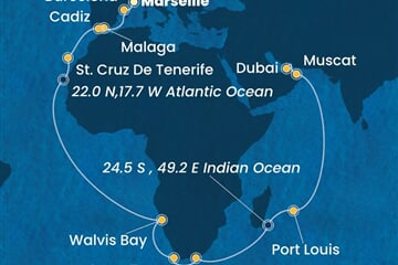 Costa Smeralda - Francie, Španělsko, Namíbie, Jihoafrická r., Mauritius, ... (z Marseille)