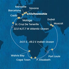 Costa Smeralda - Itálie, Francie, Španělsko, Namíbie, Jihoafrická r., ... (z Civitavecchie)