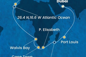 Costa Smeralda - Arabské emiráty, Mauritius, Jihoafrická r., Namíbie, Španělsko (z Dubaje)