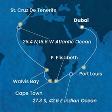 Costa Smeralda - Arabské emiráty, Mauritius, Jihoafrická r., Namíbie, Španělsko (z Dubaje)