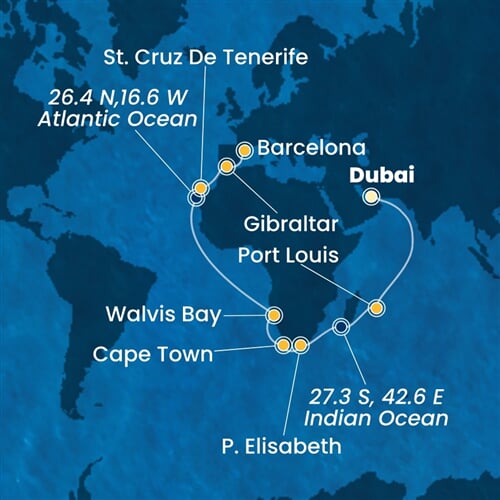 Trasa plavby CSM-DXB32A05