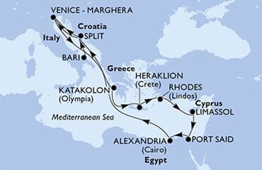 MSC Lirica - Itálie, Chorvatsko, Řecko, Kypr, Egypt (Bari)