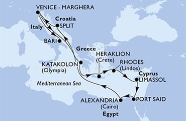 MSC Lirica - Itálie, Řecko, Kypr, Egypt, Chorvatsko (z Benátek)