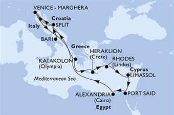 MSC Lirica - Itálie, Chorvatsko, Řecko, Kypr, Egypt (Bari)