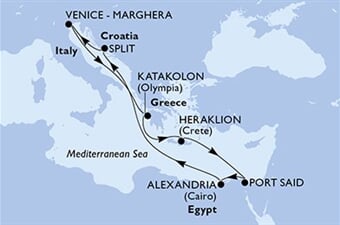 MSC Lirica - Itálie, Řecko, Egypt, Chorvatsko (z Benátek)