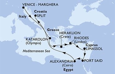 MSC Lirica - Itálie, Řecko, Kypr, Egypt, Chorvatsko (z Benátek)