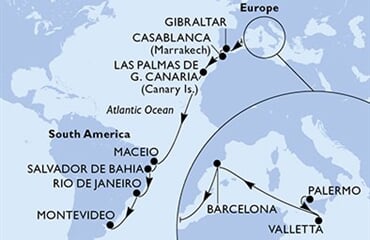 MSC Splendida - Itálie, Malta, Španělsko, Gibraltar, Maroko, ... (Palermo)