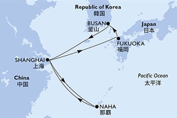 MSC BELLISSIMA - Kína, Japán, Dél-Korea (a Sanghaj-ból)