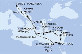 MSC Lirica - Itálie, Řecko, Kypr, Egypt, Chorvatsko (z Benátek)