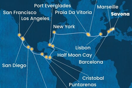 Costa Deliziosa - Itálie, Francie, Španělsko, Portugalsko, USA, ... (ze Savony)