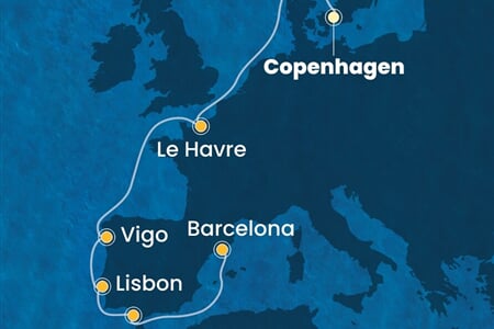 Costa Diadema - Dánsko, Francie, Španělsko, Portugalsko (z Kodaně)