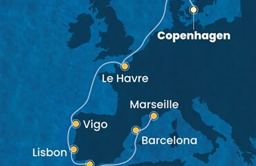 Costa Diadema - Dánsko, Francie, Španělsko, Portugalsko (z Kodaně)
