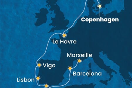 Costa Diadema - Dánsko, Francie, Španělsko, Portugalsko (z Kodaně)