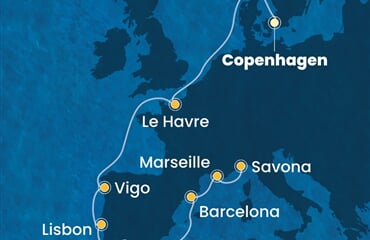 Costa Diadema - Dánsko, Francie, Španělsko, Portugalsko, Itálie (z Kodaně)