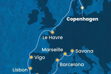 Costa Diadema - Dánsko, Francie, Španělsko, Portugalsko, Itálie (z Kodaně)