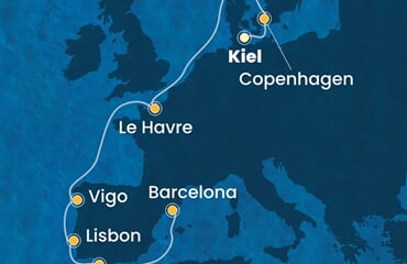 Costa Diadema - Německo, Dánsko, Francie, Španělsko, Portugalsko (z Kielu)